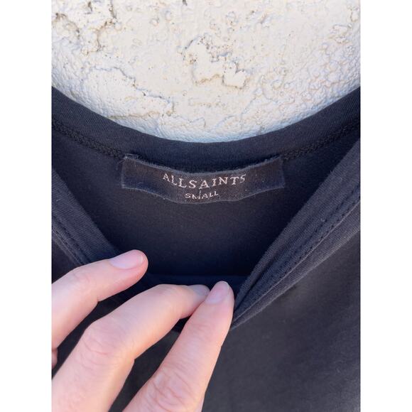 All Saints Black Ruched Midi Dress - Small - Picture 3 of 5